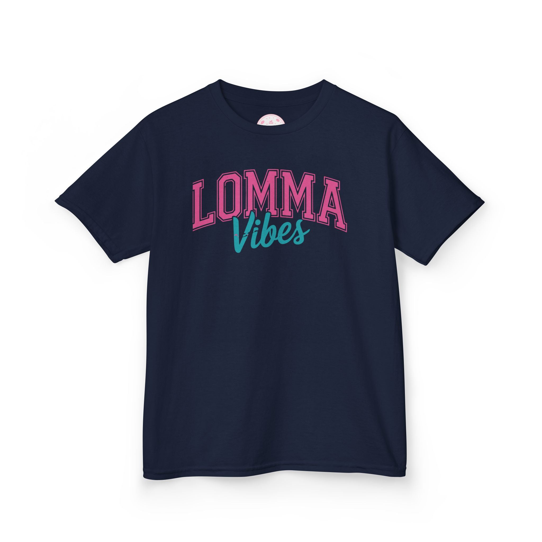 Kids Tee — "Lomma Vibes" Retro Pink & Teal Graphic