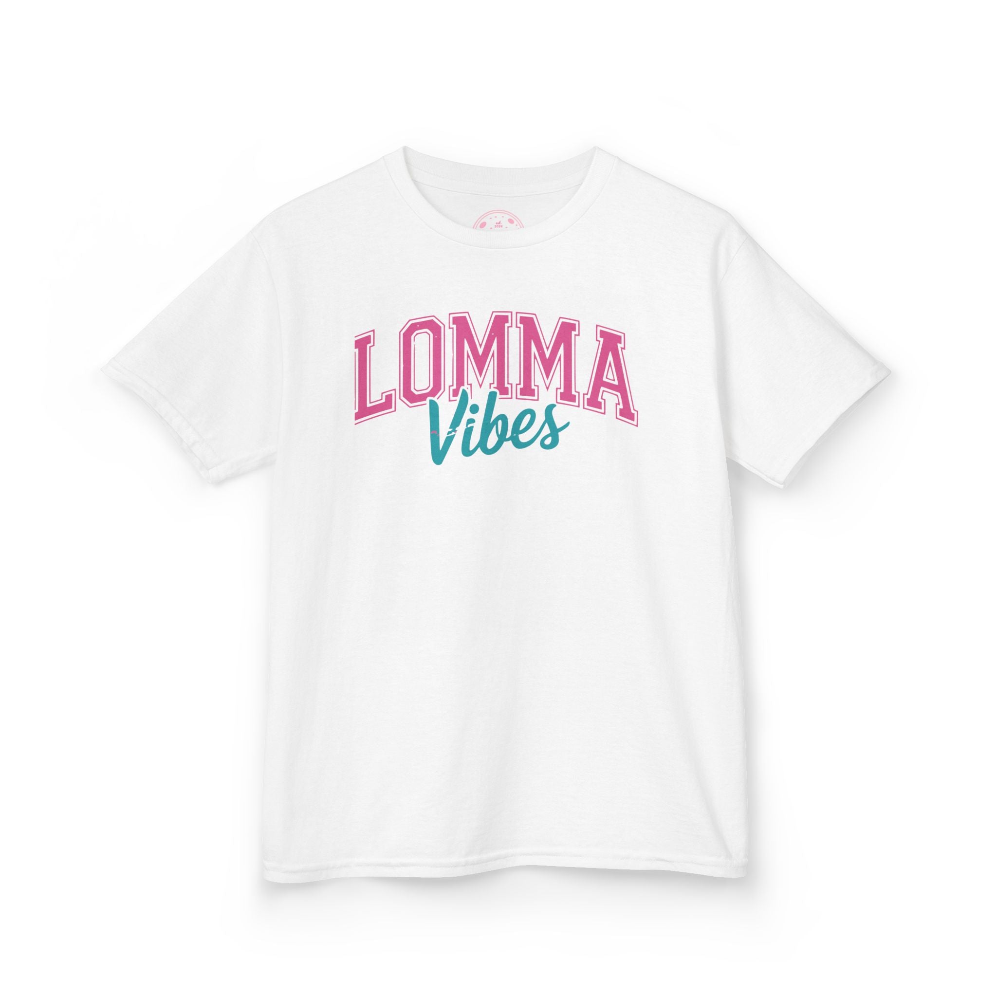 Kids Tee — "Lomma Vibes" Retro Pink & Teal Graphic
