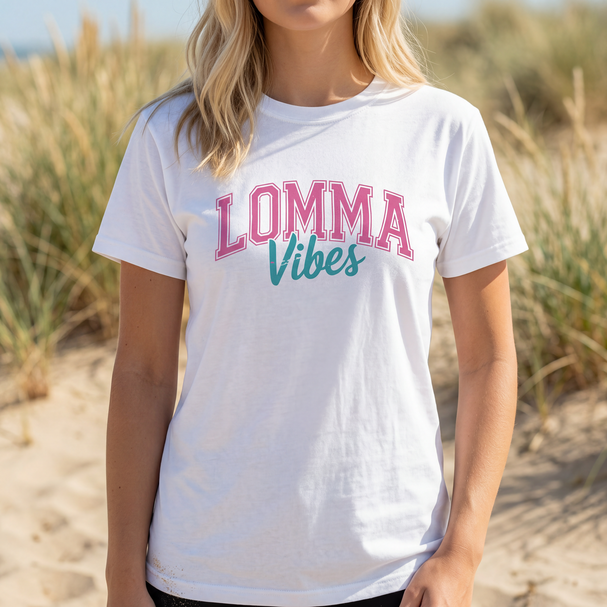 Kids Tee — "Lomma Vibes" Retro Pink & Teal Graphic