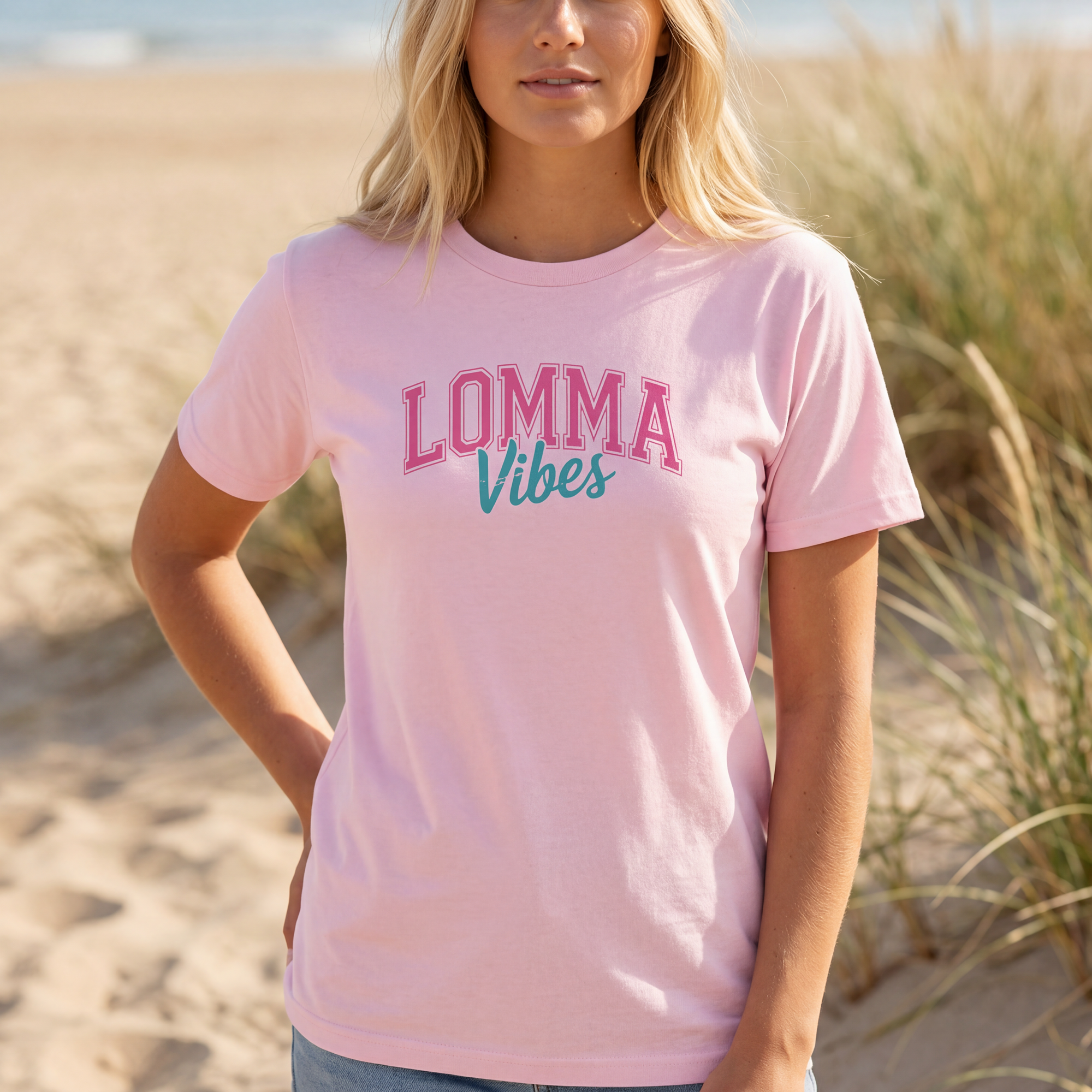 Kids Tee — "Lomma Vibes" Retro Pink & Teal Graphic