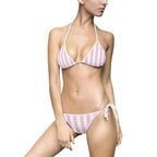 Pink & White Stripe Bikini — Women’s Tie-Side Triangle Swimsuit