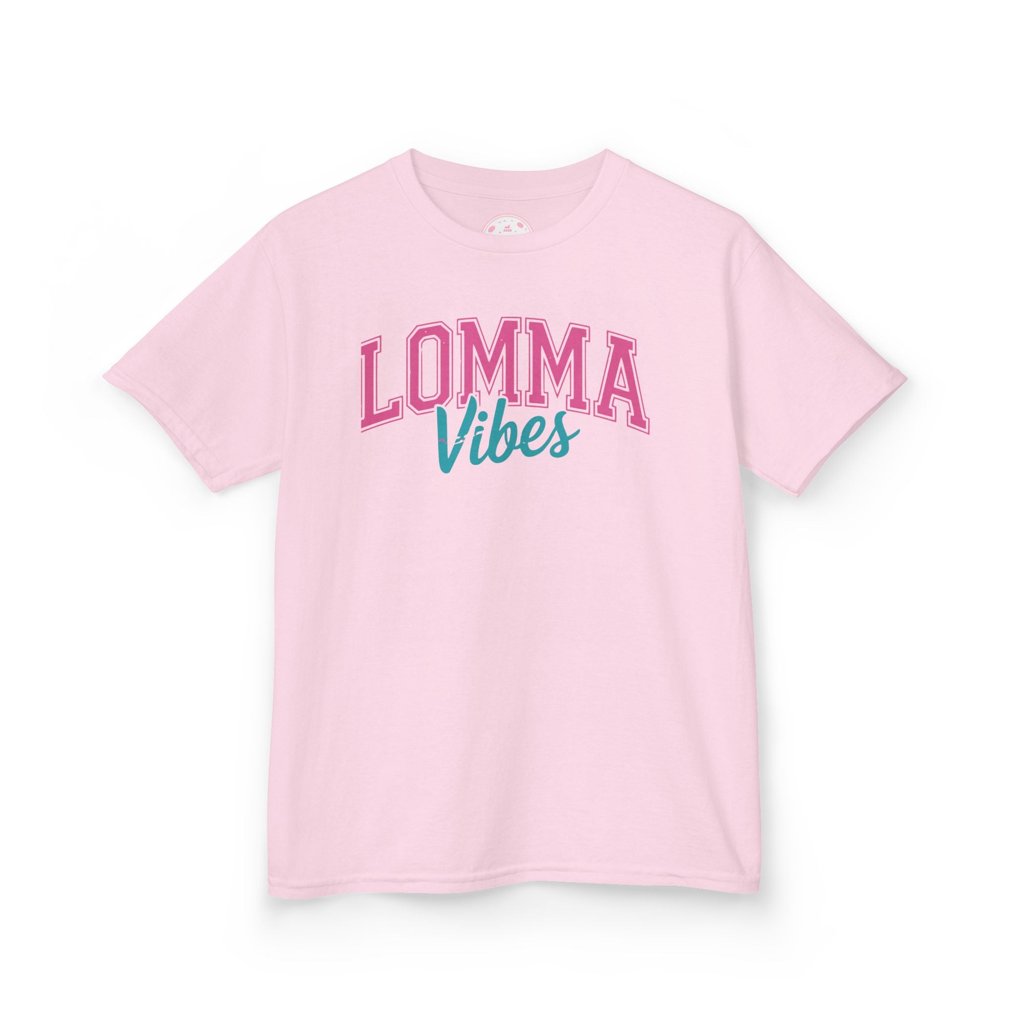 Kids Tee — "Lomma Vibes" Retro Pink & Teal Graphic