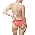 Solid Coral Triangle Bikini — Women's Tie-Side Swimsuit