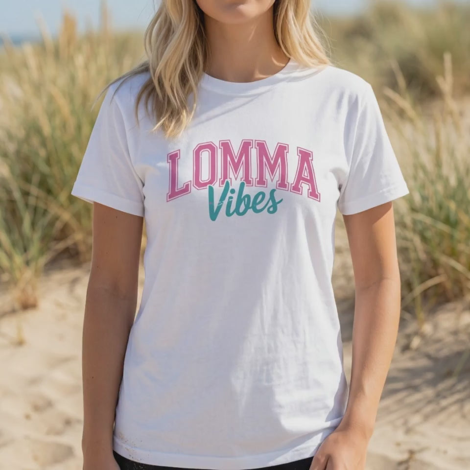 Kids Tee — "Lomma Vibes" Retro Pink & Teal Graphic